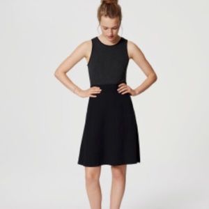 LOFT Black and grey flare dress